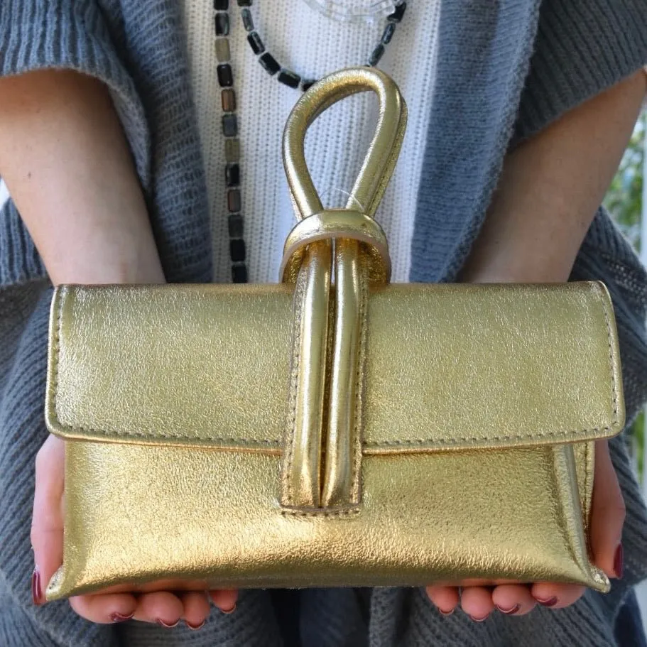 Navy Blue Modern Leather Clutch & Crossbody