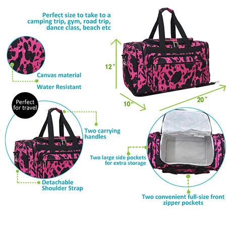 Neon Cow Hot Pink NGIL Canvas 20" Duffle Bag