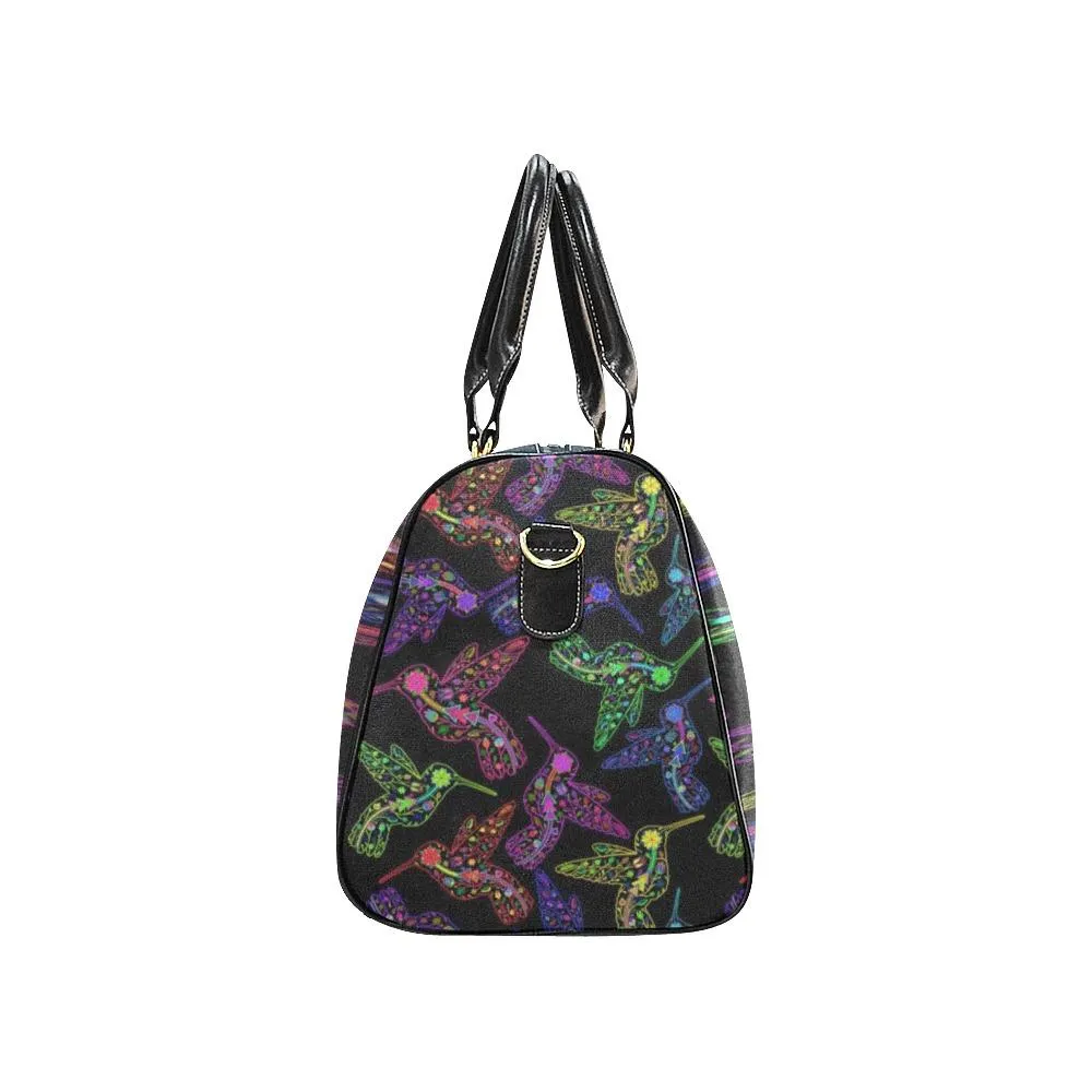 Neon Floral Hummingbirds Waterproof Travel Bag/Small