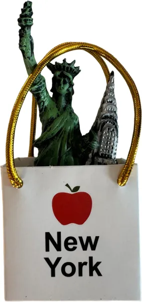 New York Shopping Bag Ornament with Statue of Liberty