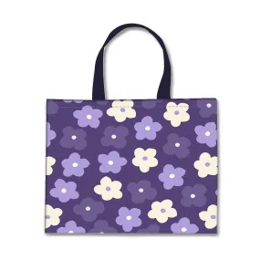 Nutcase Designer Tote Bag for Women Gym Beach Travel Shopping Fashion Bags with Zip Closure and Internal Pocket - Purple Flowers