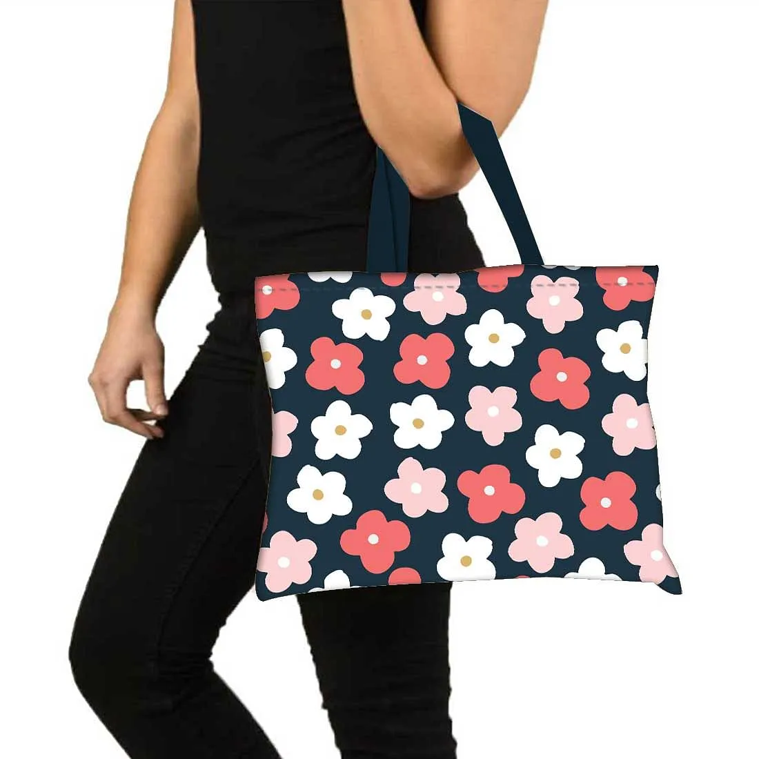 Nutcase Designer Tote Bag for Women Gym Beach Travel Shopping Fashion Bags with Zip Closure - Beautiful flowers