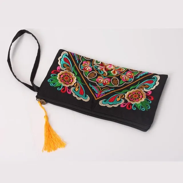 Oriental Embroidered Clutch Purse