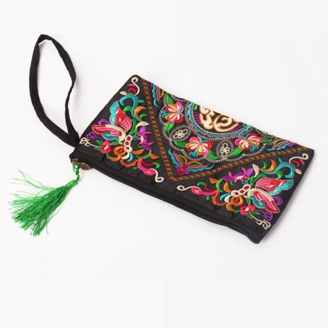 Oriental Embroidered Clutch Purse