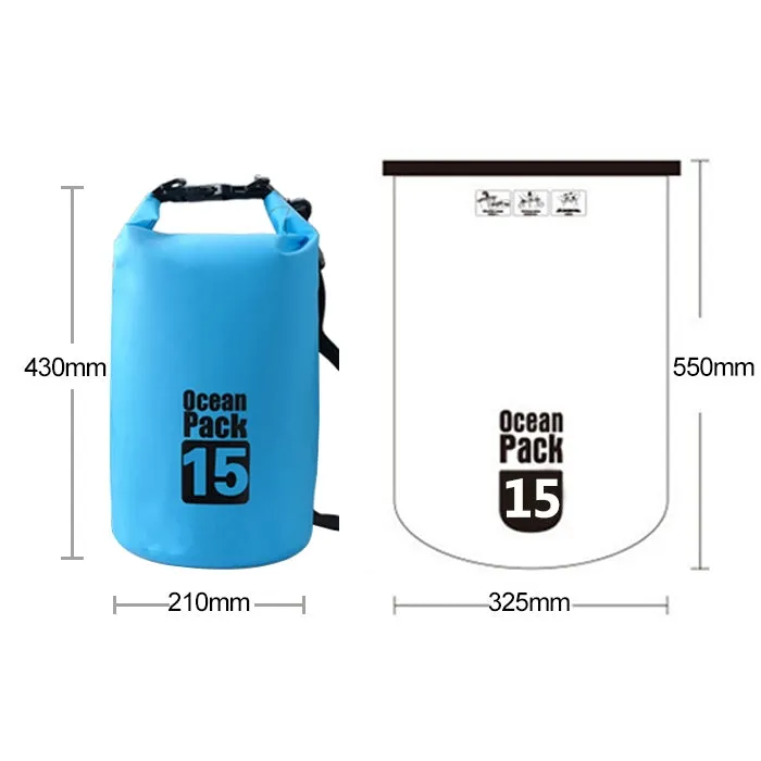 Outdoor Waterproof Single Shoulder Bag Dry Sack PVC Barrel Bag, Capacity: 15L (Black)