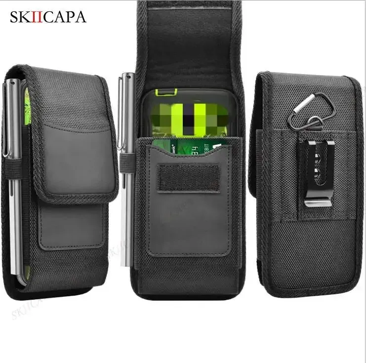 Oxford Cloth Leather Waist Bag Pouch with Clip for Samsung S24 Ultra Plus and Galaxy A Series