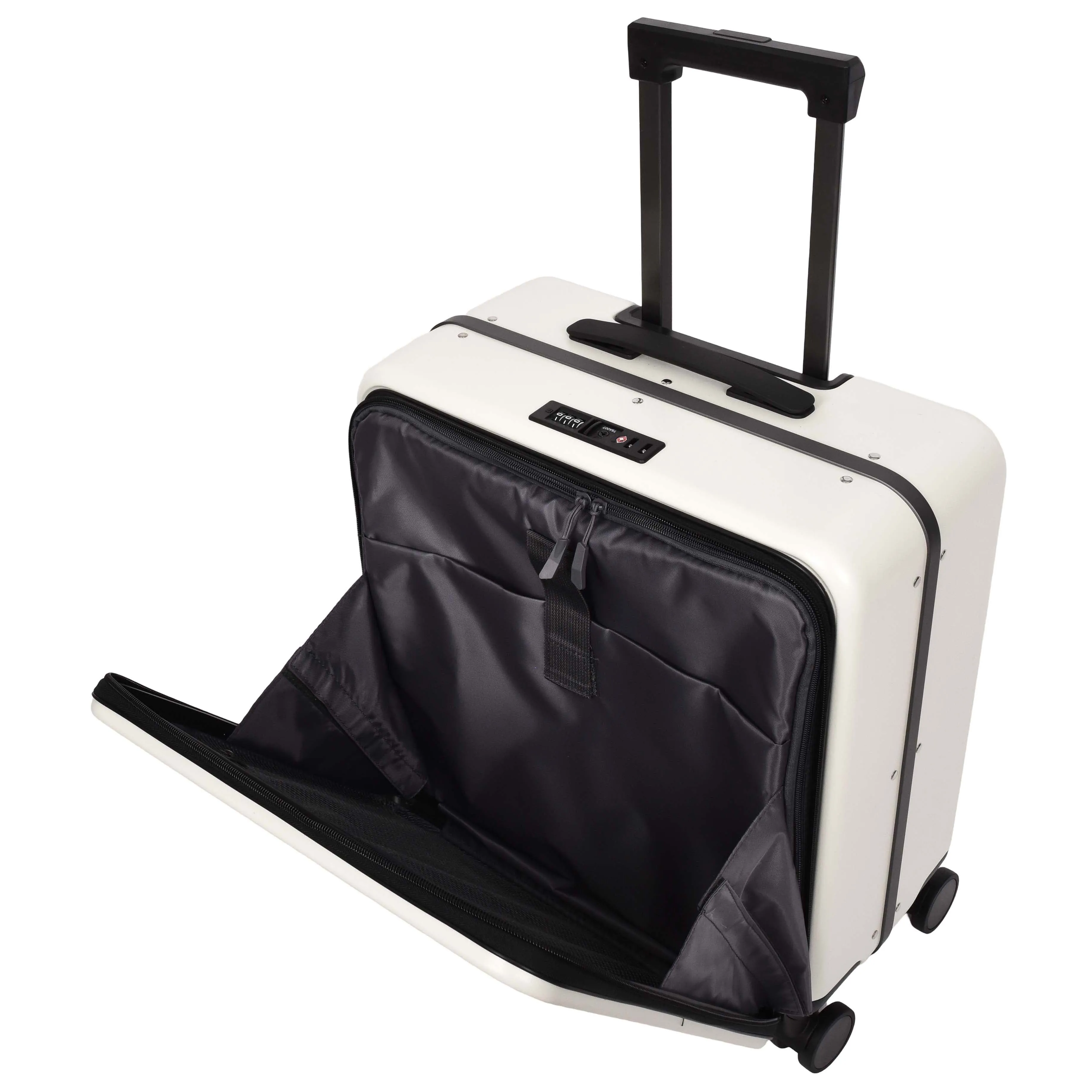 Pilot Case Hard PC Laptop Bag 4 Wheels Business Travel Luggage Scoot Off White