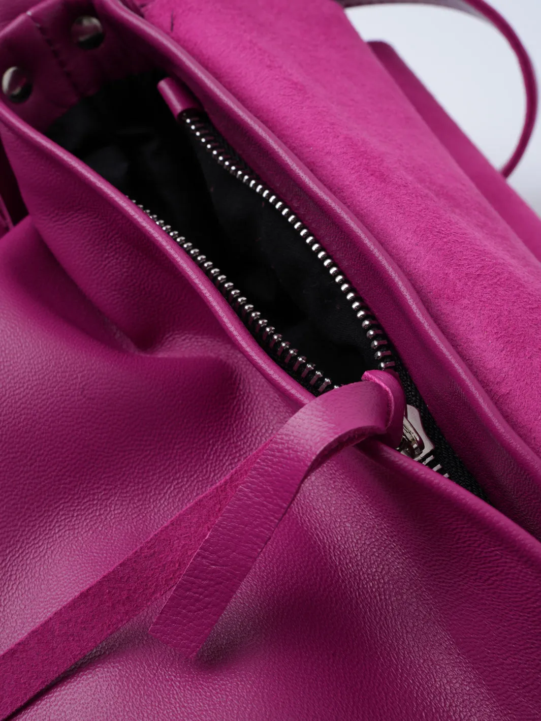 Pink Leather Bag with a Flap