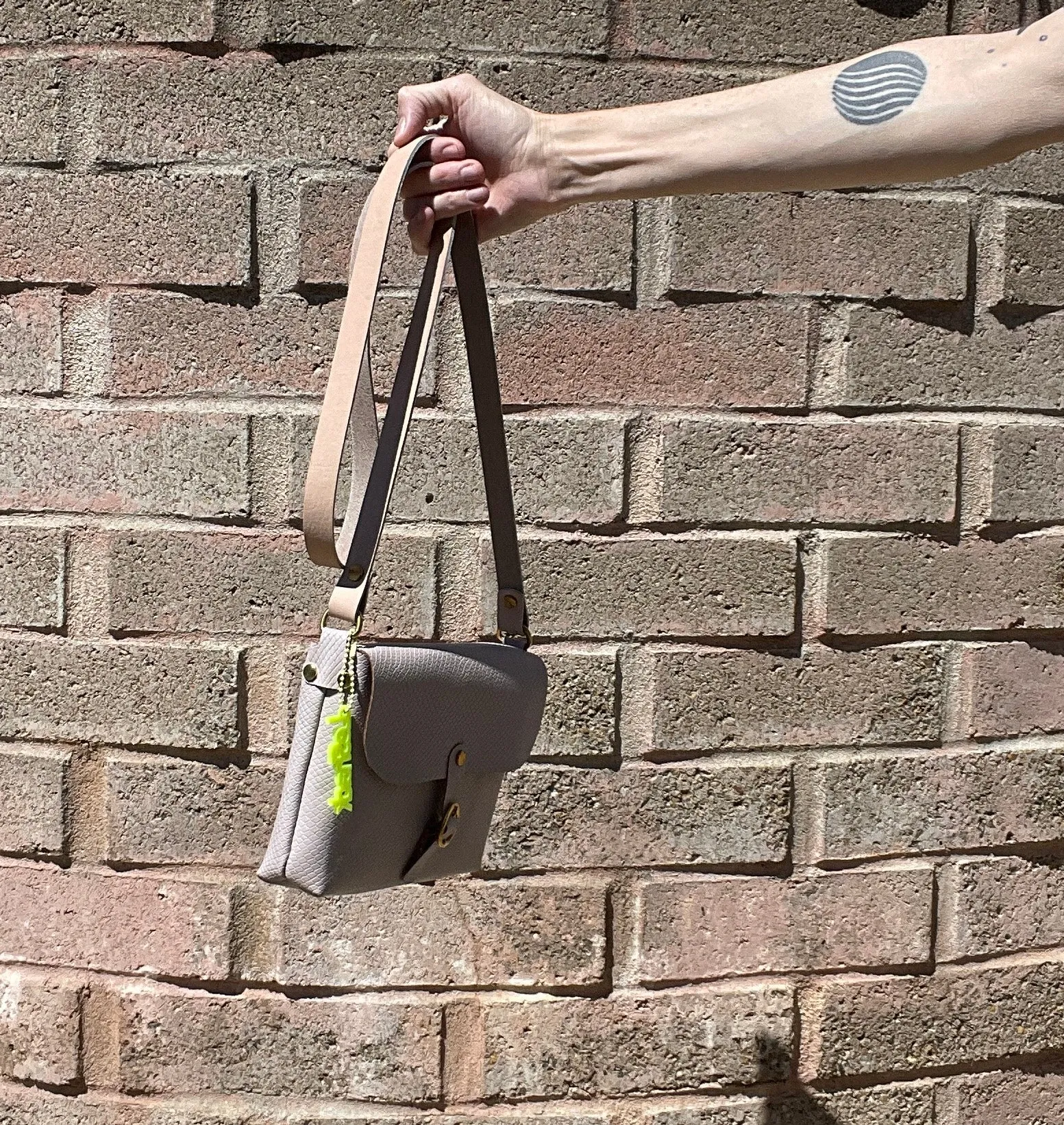 Putty Grey Embossed Small Crossbody Flap Messenger Bag