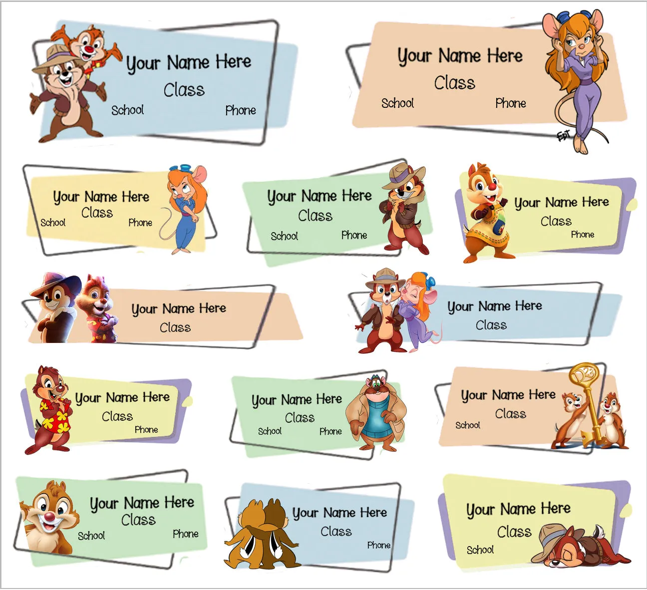 ""Chip & Dale" School labels Packs