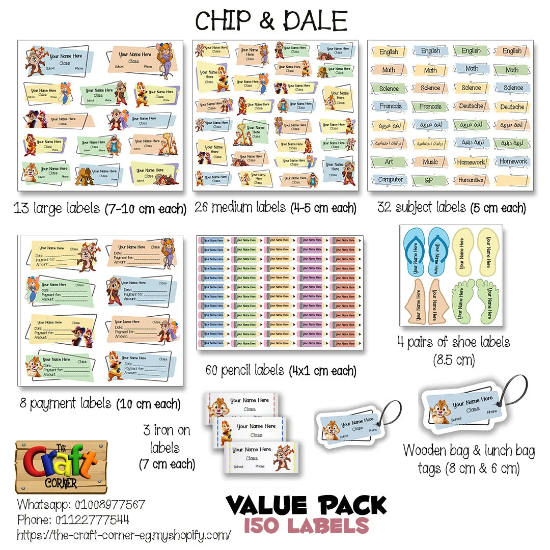 ""Chip & Dale" School labels Packs