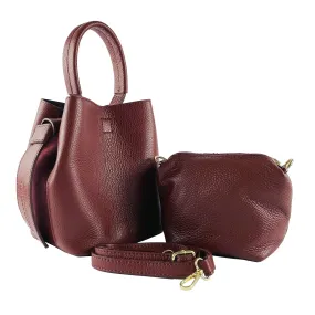 RB1006X | Bucket Bag with Shoulder Bag in Genuine Leather | 16 x 14 x 21 cm