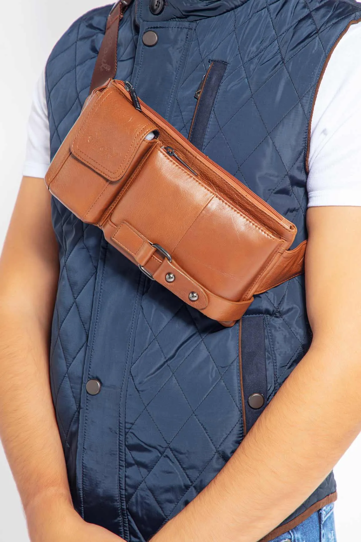 RECTANGULAR BELTED MEN'S CROSSBODY BAG