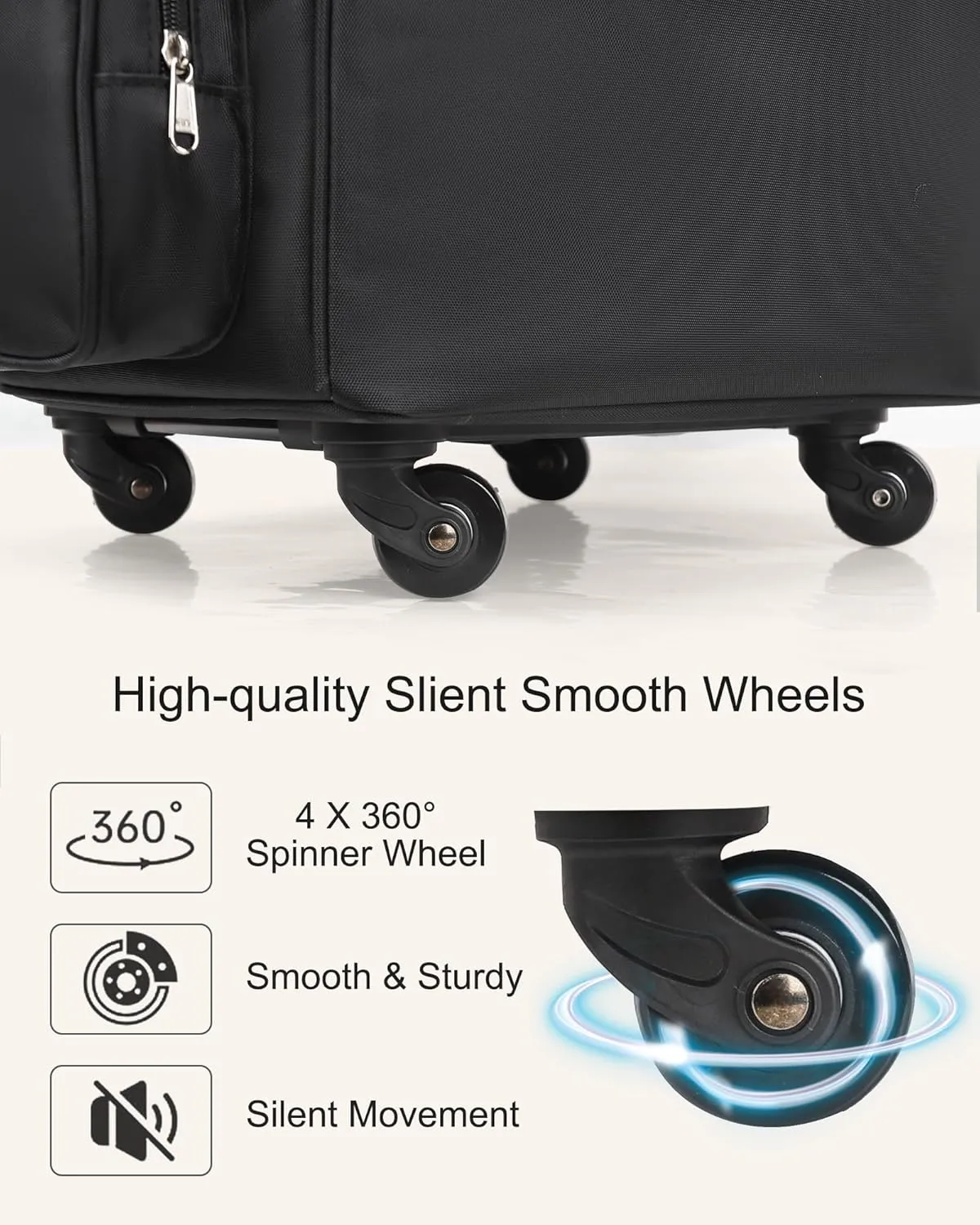 Rolling Hairstylist Makeup Train Case with 4 Wheels