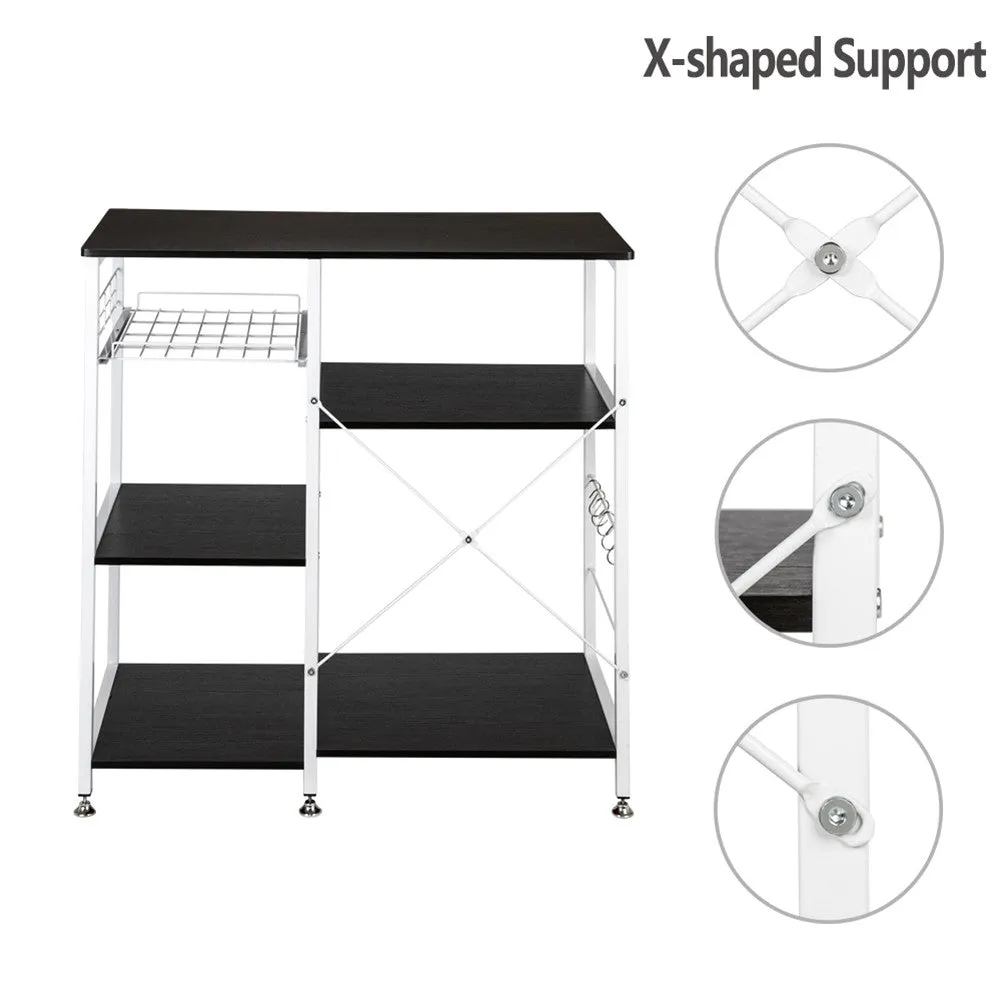 RONSHIN 4-layer Microwave Oven Rack Floor-standing 90*40*84cm Black