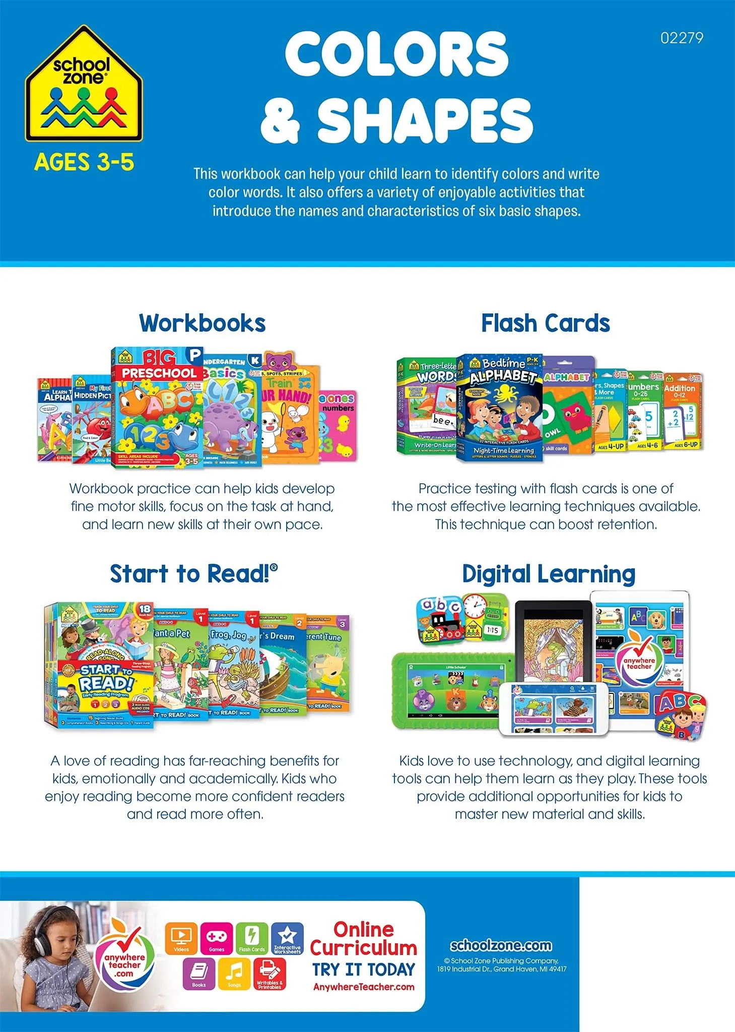 School Zone A Get Ready! Book Color & Shapes Ages 3-5