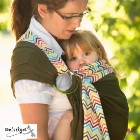 Sewfunky Designer Baby Sling Chevron on Olive Green #SF032