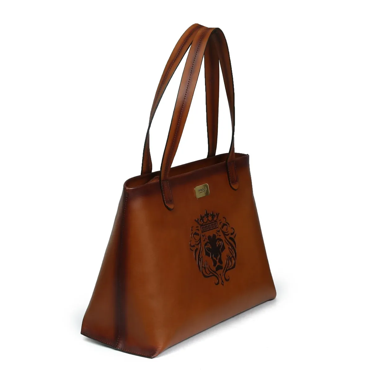 Shopping Bag for Women Tan Leather Top Zip Opening by Brune & Bareskin