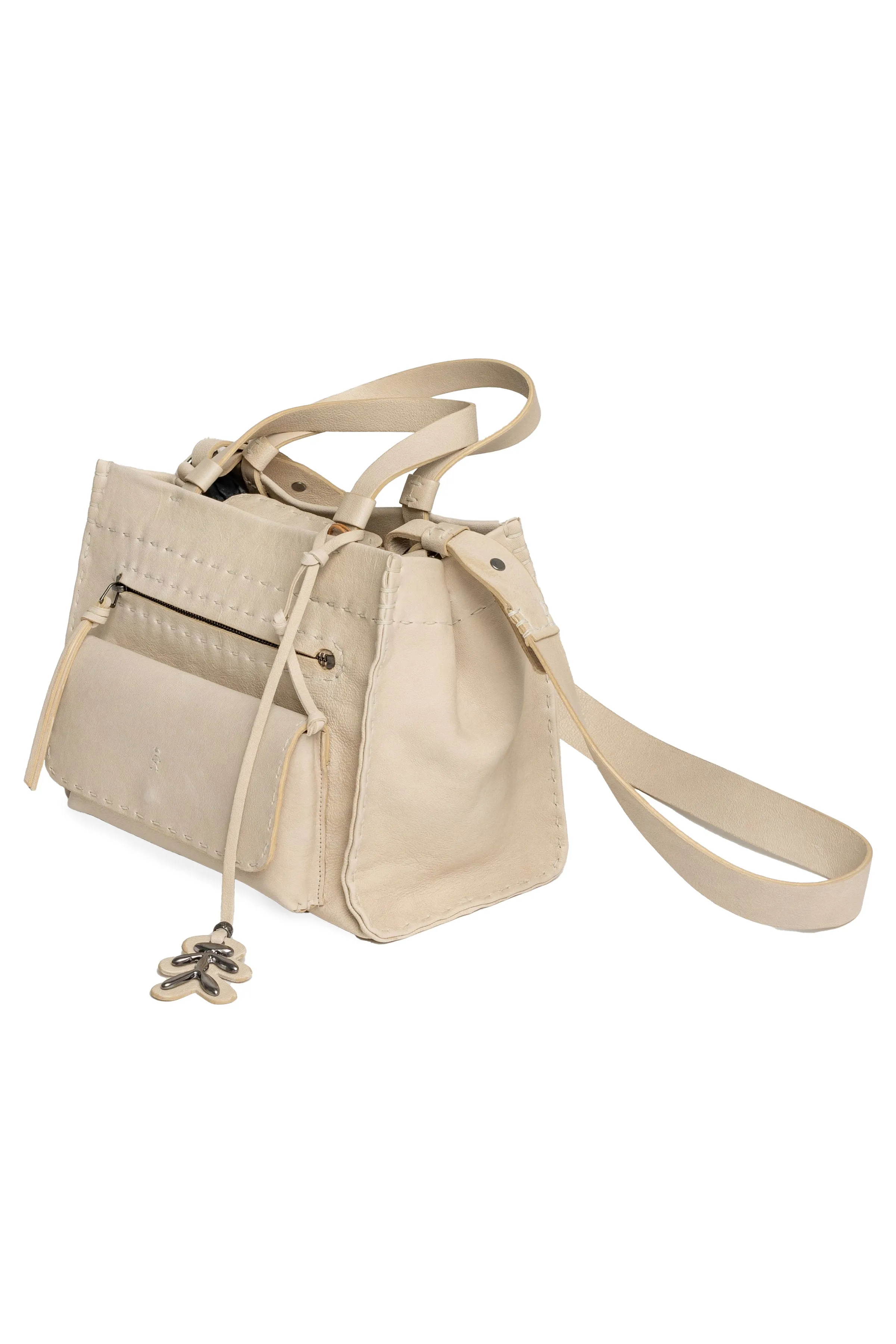 Shopping Pocket Leather Bag in Old Iron Beige