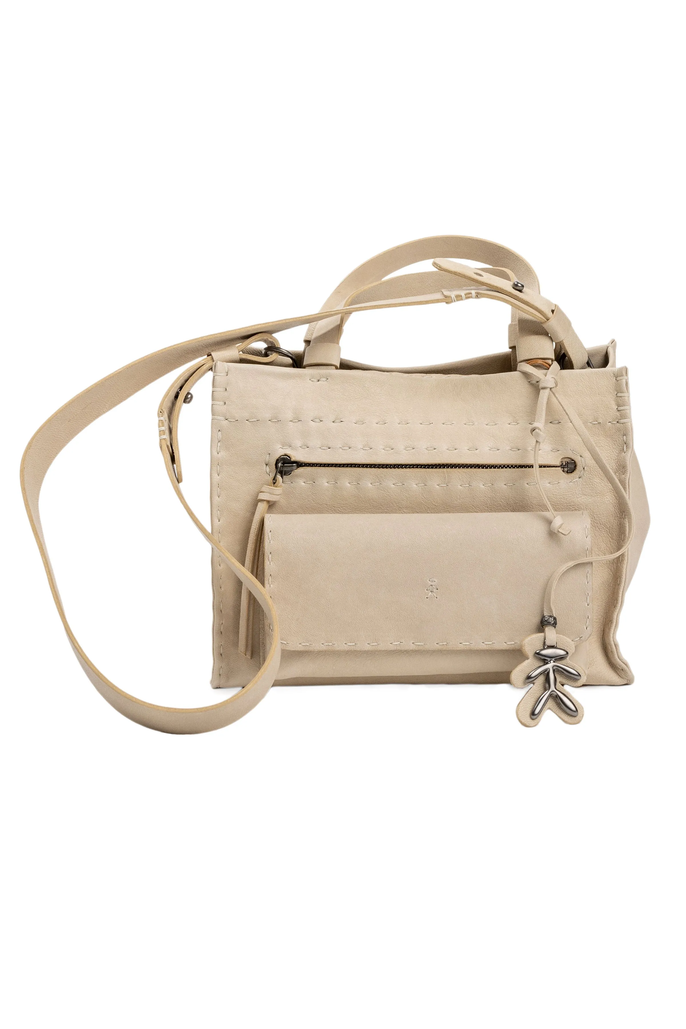 Shopping Pocket Leather Bag in Old Iron Beige