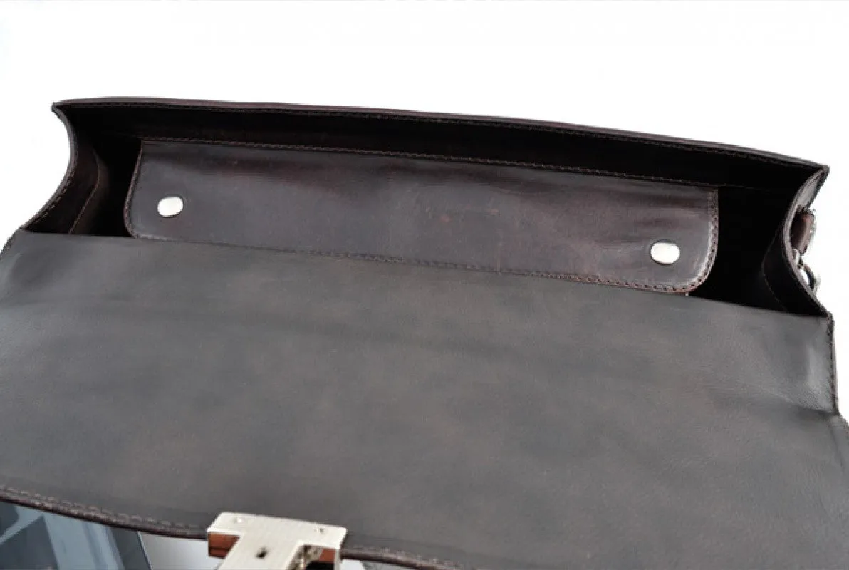 Slim Leather Briefcase - The Forza - Walnut Brown