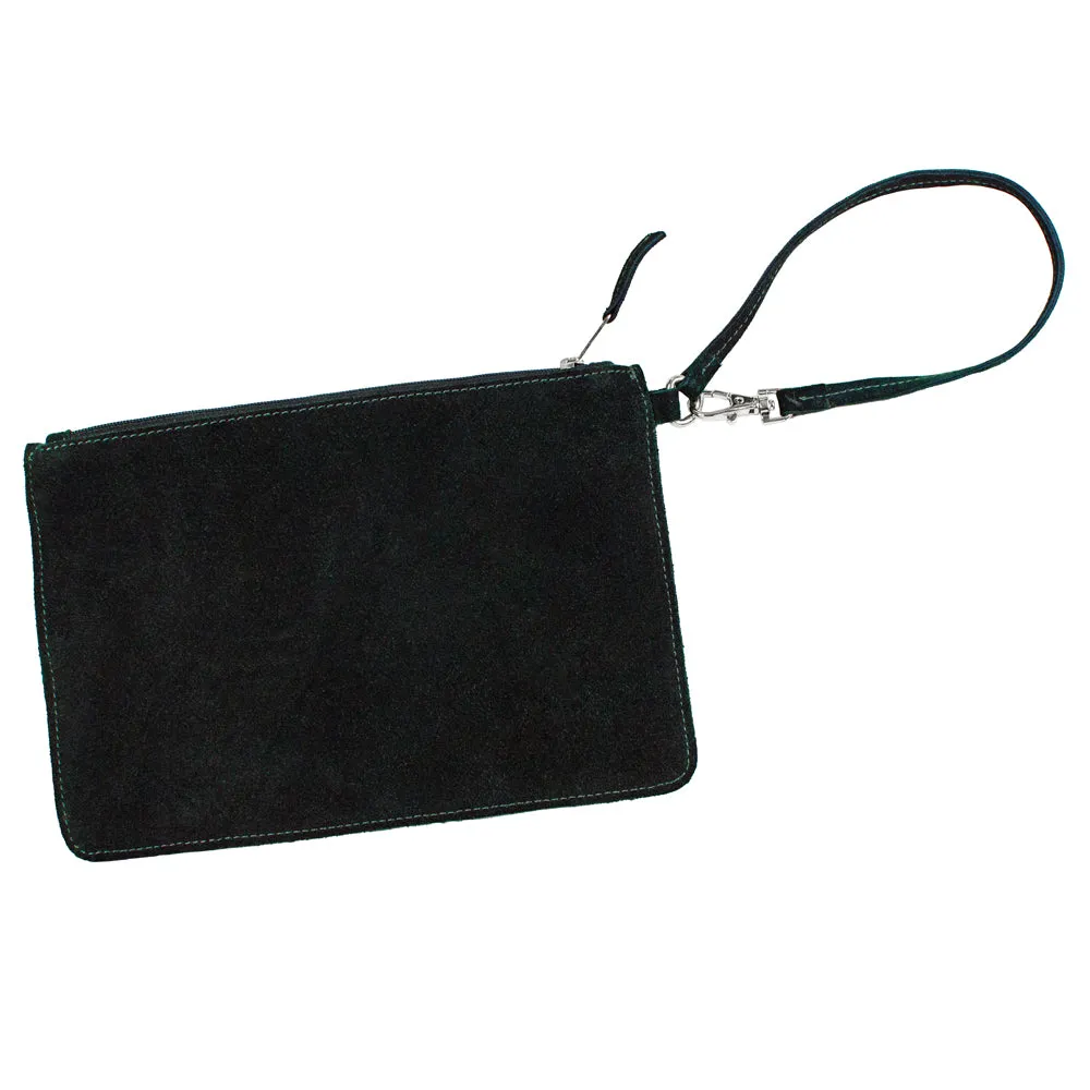 Soft Satchel Bag in Black Forest Suede