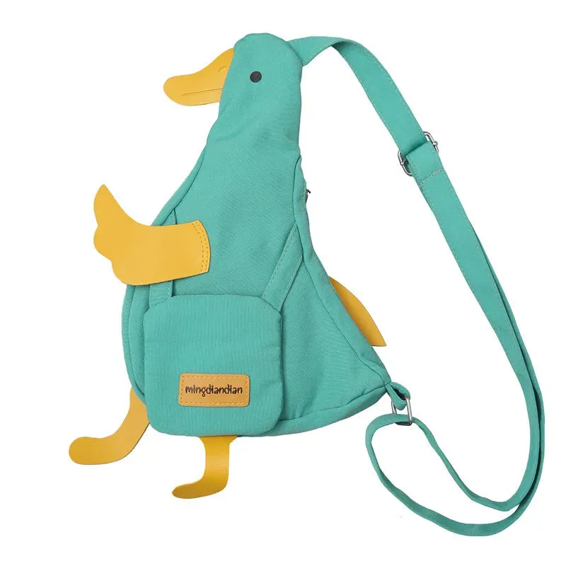 Sohiwoo Kawaii Duck Bag Lovely Crossbody Bag Casual Women Cartoon Chest Bag Fashion Nylon Funny Animal Girls Canvas Satchel 4 Colors