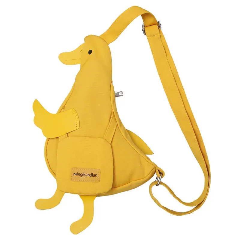 Sohiwoo Kawaii Duck Bag Lovely Crossbody Bag Casual Women Cartoon Chest Bag Fashion Nylon Funny Animal Girls Canvas Satchel 4 Colors