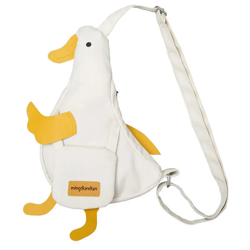 Sohiwoo Kawaii Duck Bag Lovely Crossbody Bag Casual Women Cartoon Chest Bag Fashion Nylon Funny Animal Girls Canvas Satchel 4 Colors