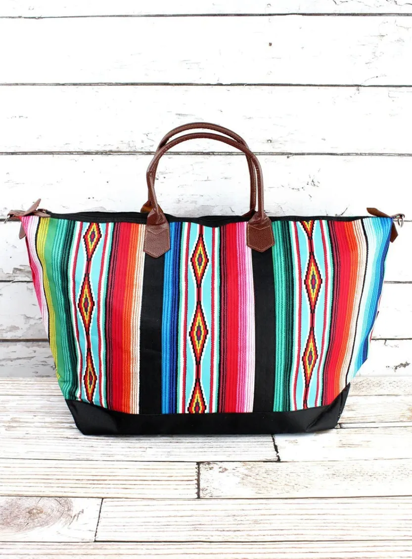 Southwest Serape Large Weekender Bag with Shoulder Strap