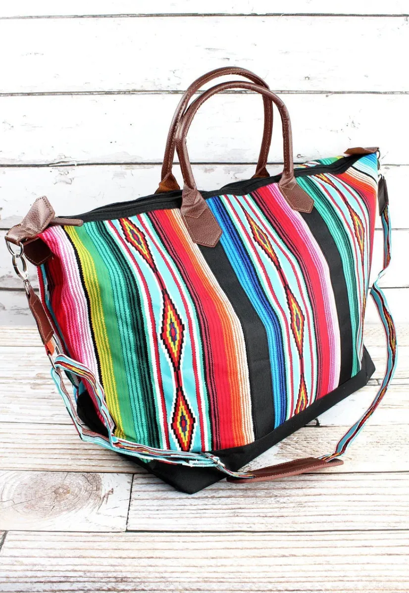 Southwest Serape Large Weekender Bag with Shoulder Strap