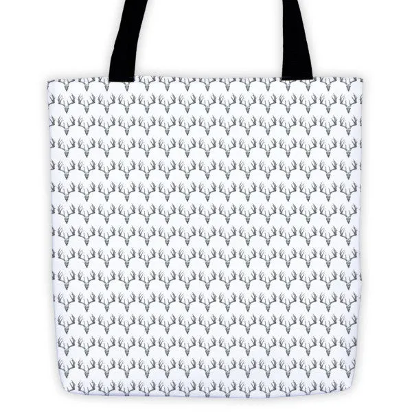 Stag Skulls Repeat Patterns Tote Bag by Robert Bowen