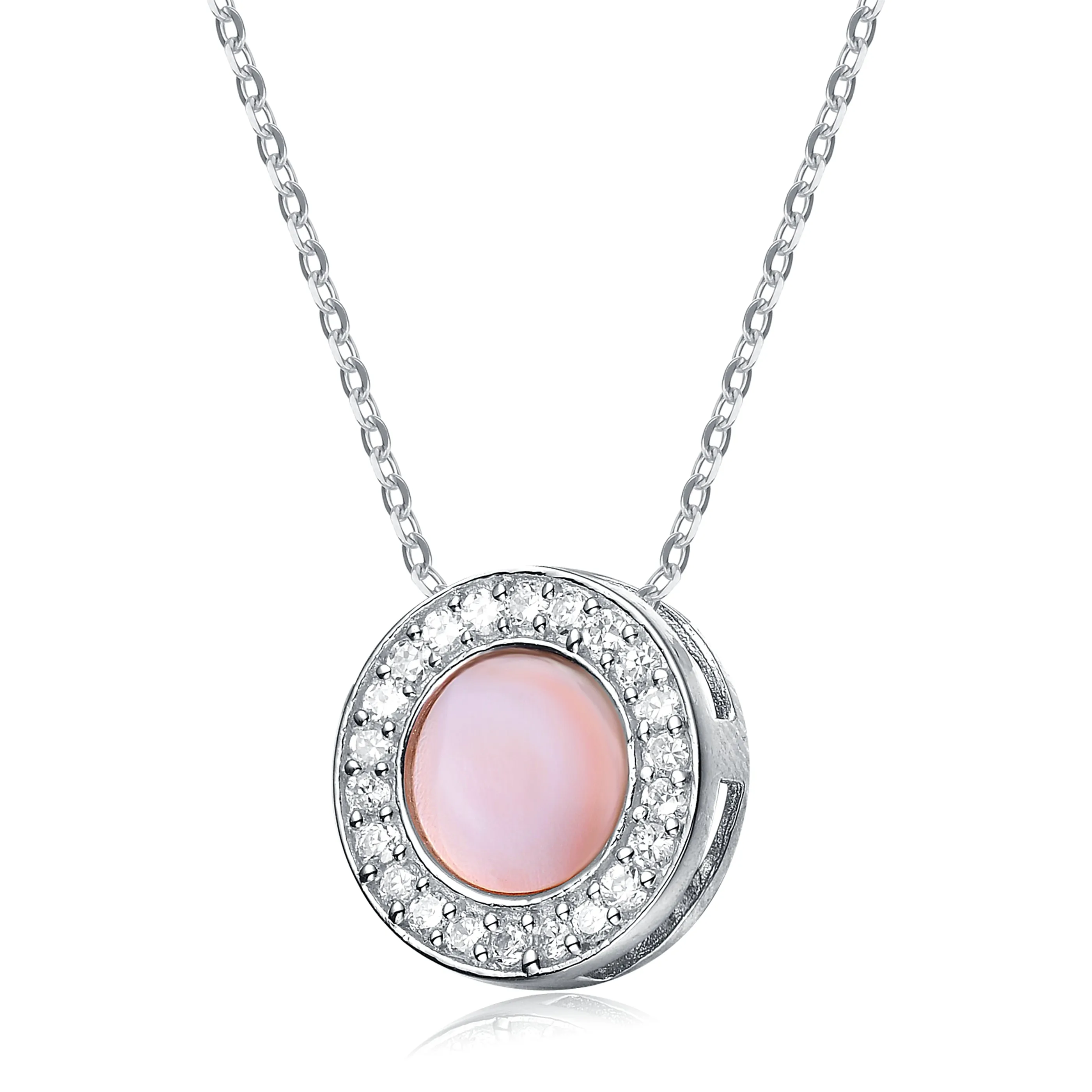 Sterling Silver White and Pink Cubic Zirconia Pendant