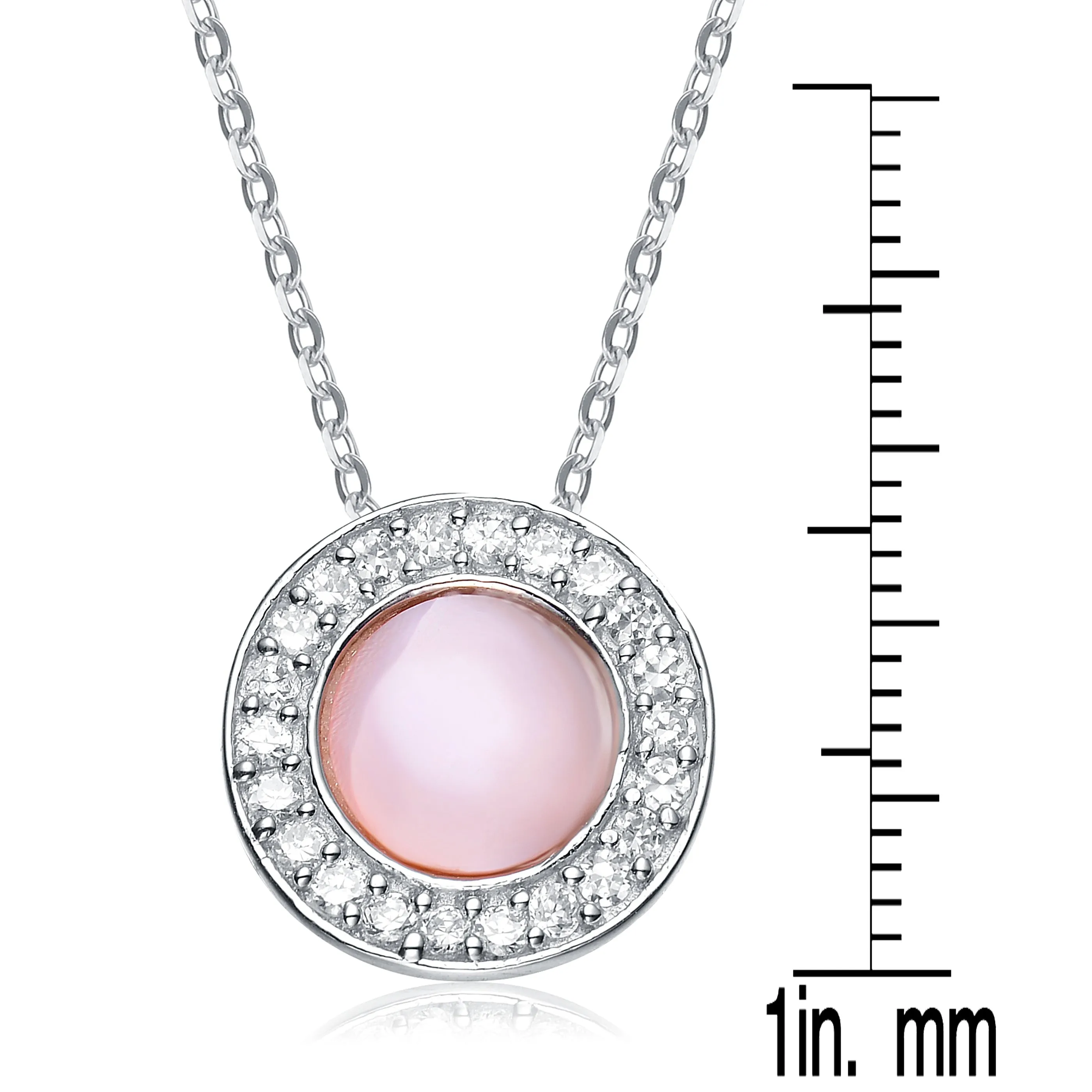 Sterling Silver White and Pink Cubic Zirconia Pendant