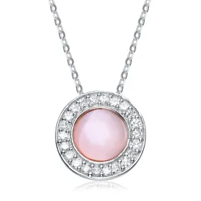 Sterling Silver White and Pink Cubic Zirconia Pendant