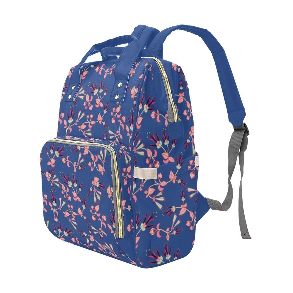 Swift Floral Peach Blue Multi-Function Diaper Backpack/Diaper Bag