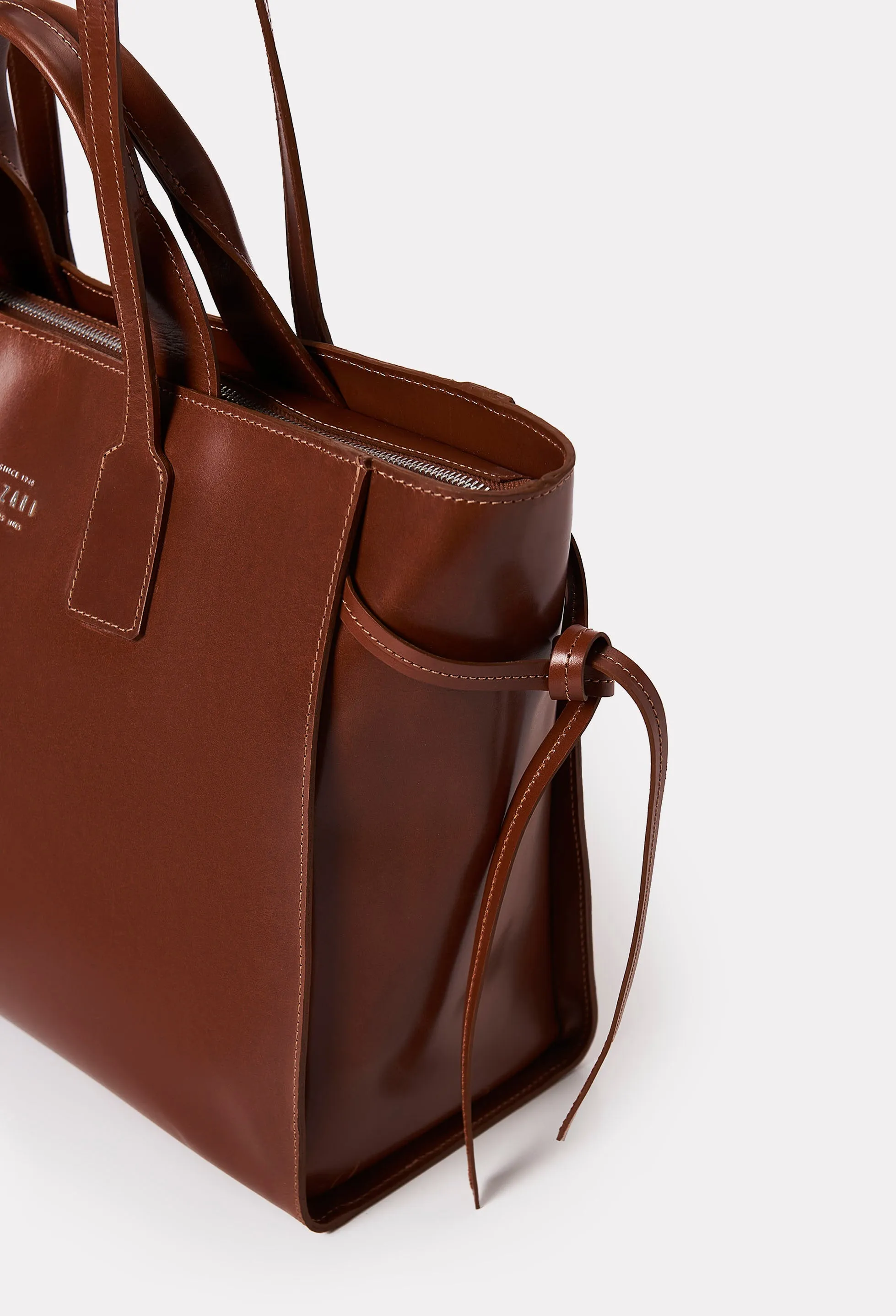 Tan Leather Tote Bag 'Lambro'