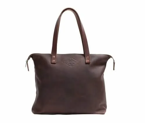 Timeless Elegance: Customizable Handmade Leather Tote - Pebble