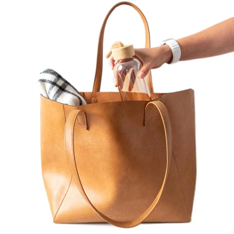 Totissimo Foldable Vegan Leather Tote Bag | Camel