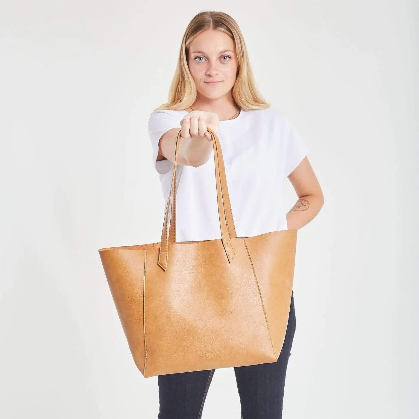 Totissimo Foldable Vegan Leather Tote Bag | Camel