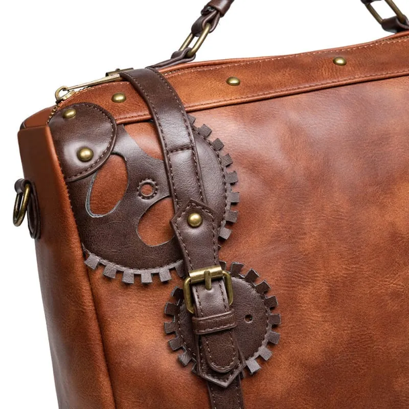 Unisex Retro Brown Steampunk Industrial Backpack for Outdoor Adventures