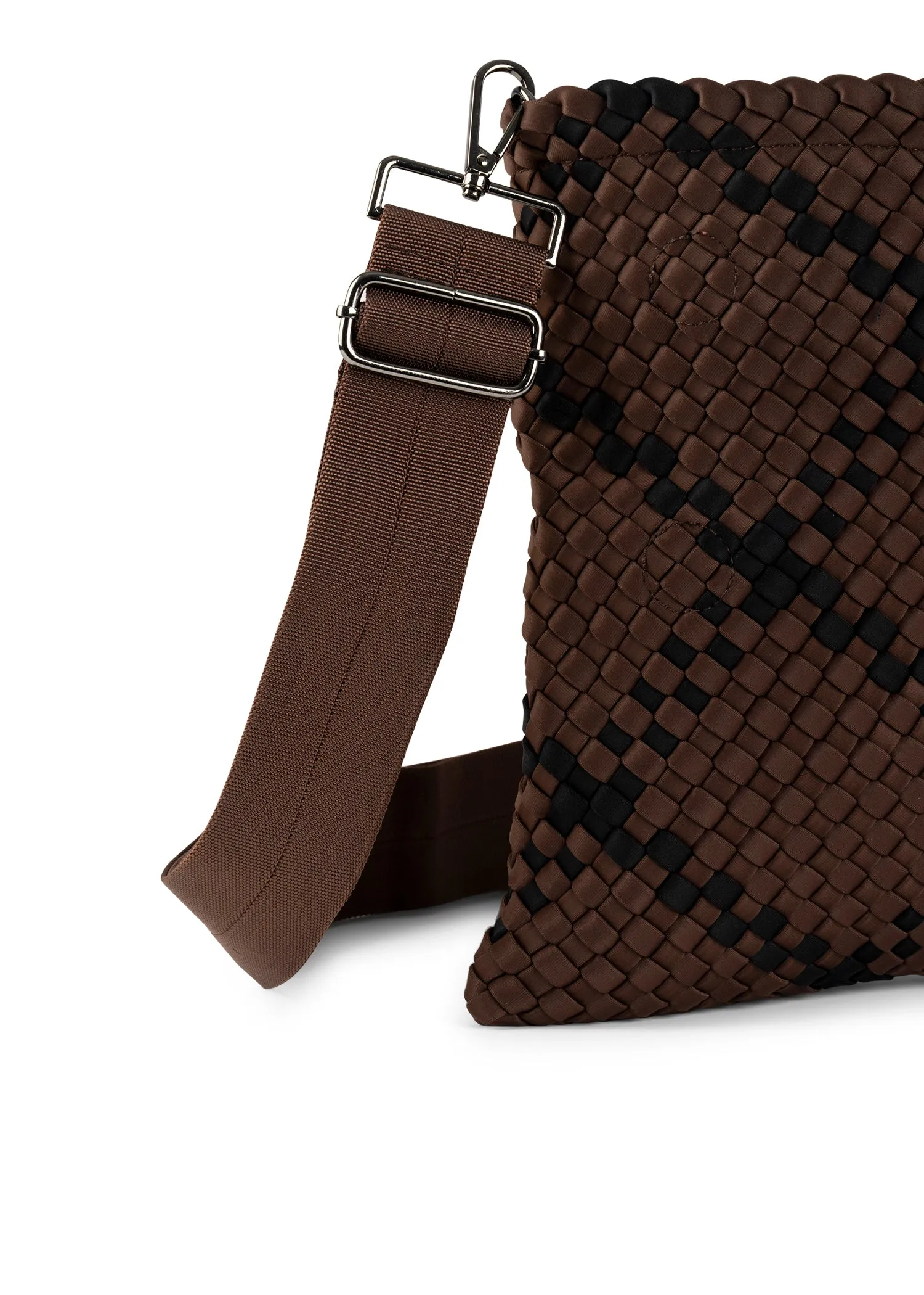 Val Espresso Convertible Woven Crossbody