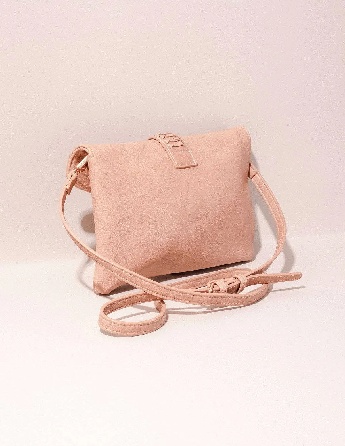 Vegan Leather Clutch/Crossbody Bag - Sand