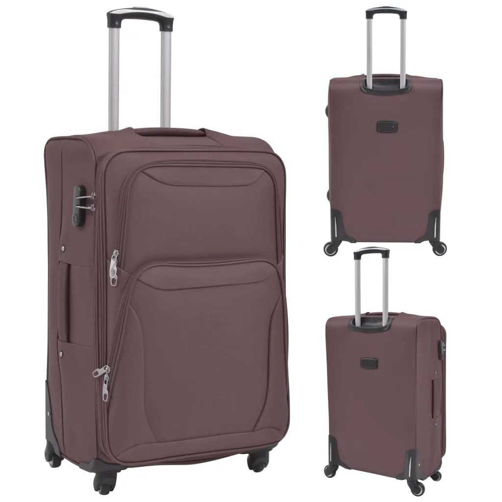 vidaXL 3 Piece Soft Case Trolley Set Coffee