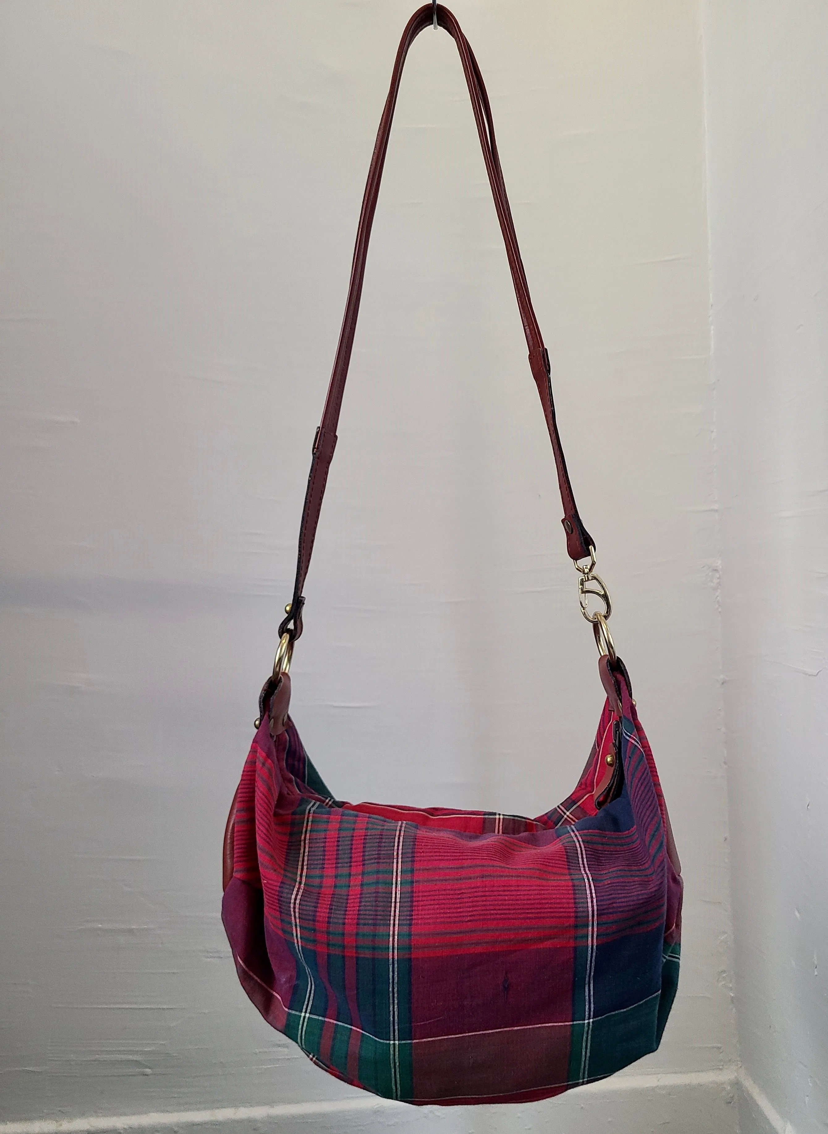 Vintage 1980s Plaid Slouch Bag