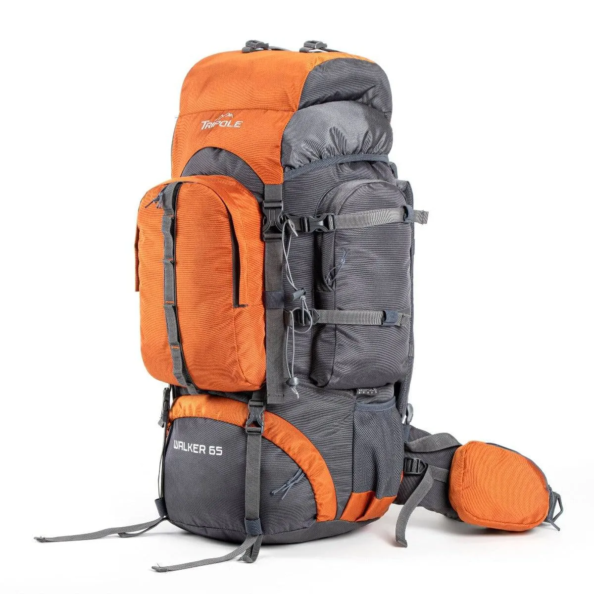 Walker Trekking and Backpacking Rucksack - 65 Litre - Grey & Orange