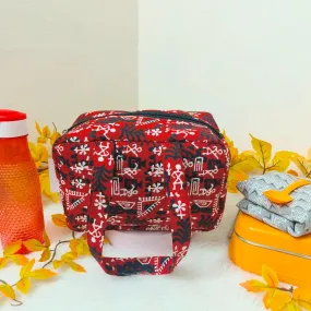 Water Proof Mini Lunch Bag Red with Black Tribal Prints Design