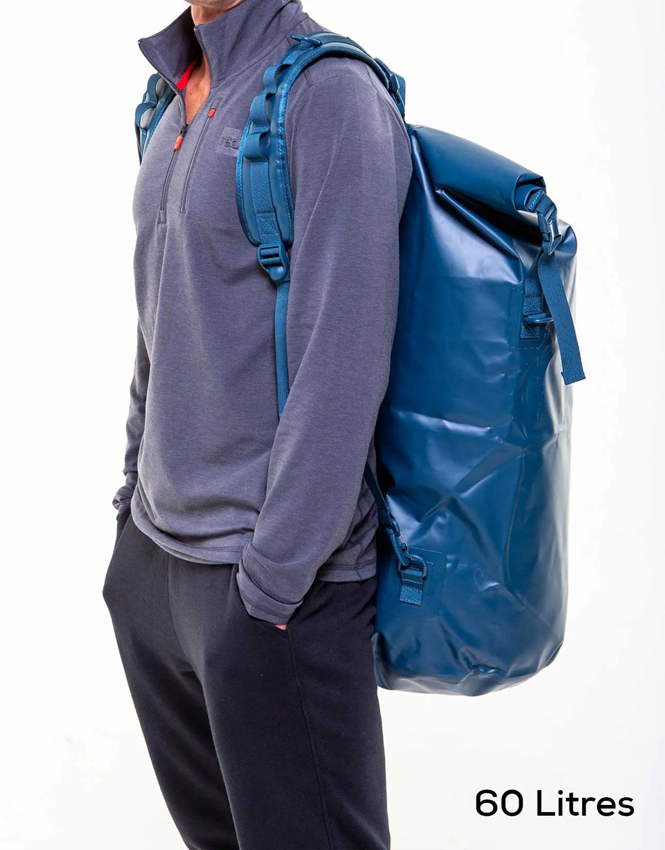 Waterproof Roll Top Dry Bag Backpack - Deep Blue