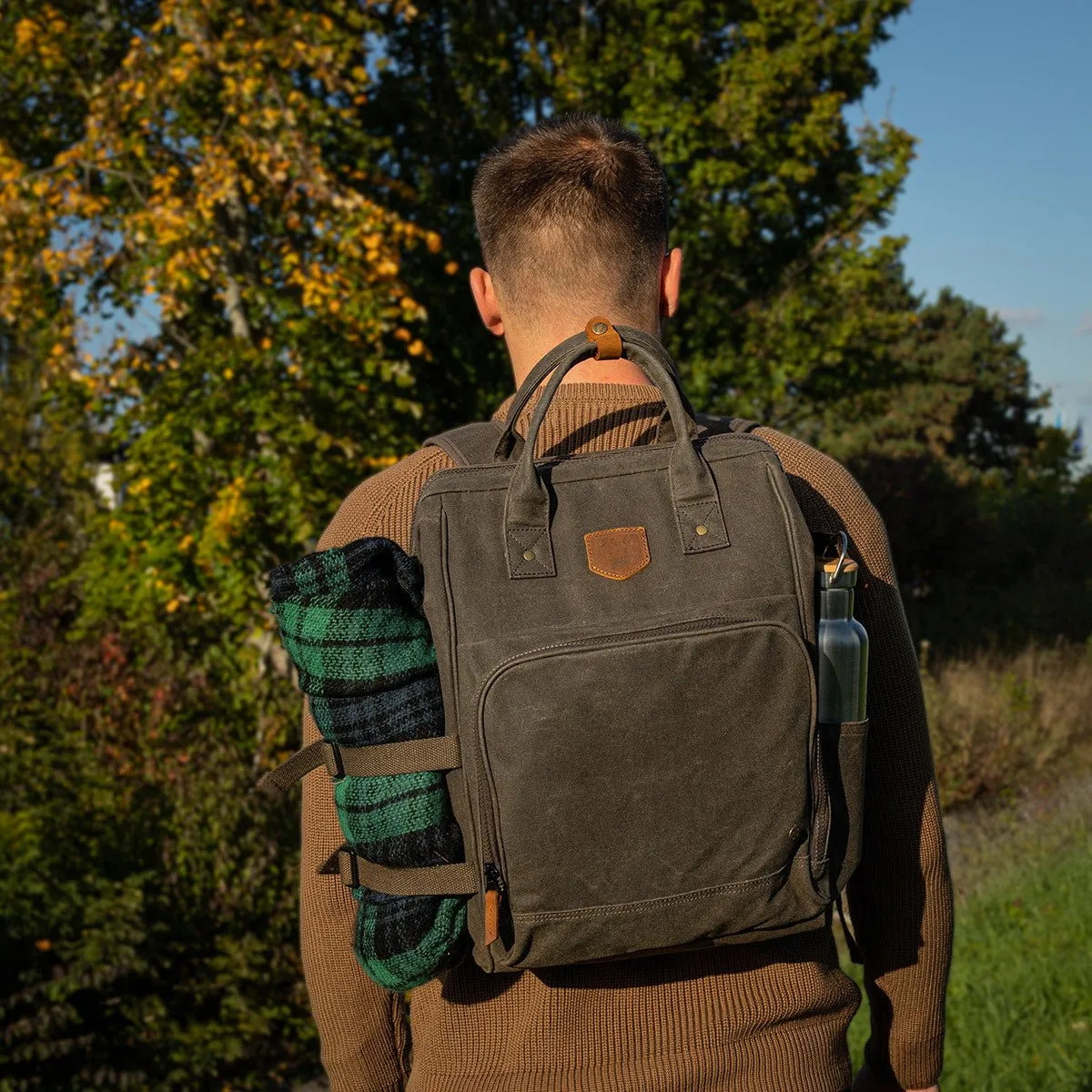 Waxed Canvas Picnic Backpack Cooler