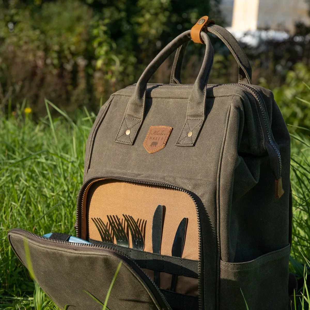 Waxed Canvas Picnic Backpack Cooler